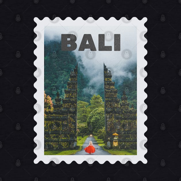 Bali Indonesia Postcard Stamp Design with Travel Photograph by stefaniebelinda